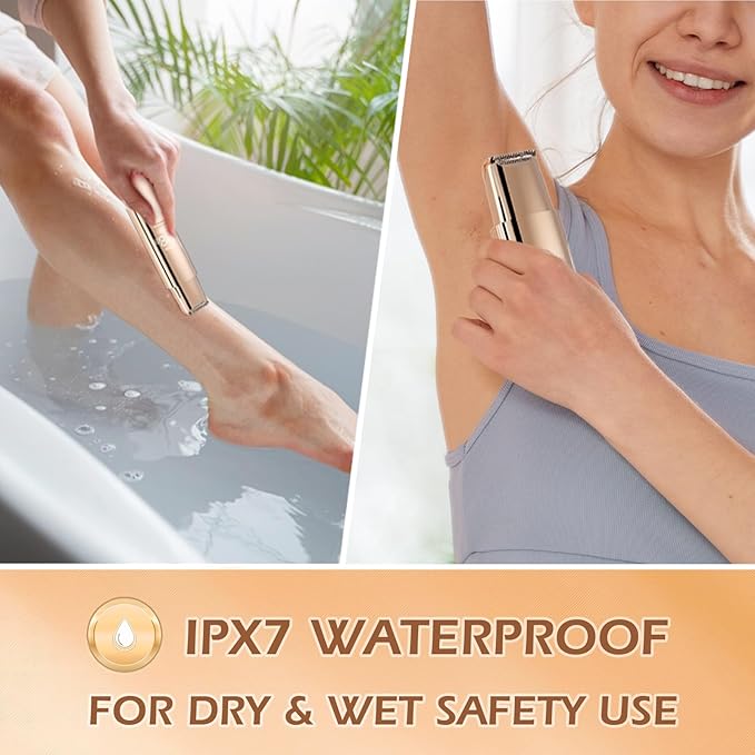 Bikini Trimmer for Women, 2 in 1 Dual-Head Electric Razors for Women Pubic Hair, Wet/Dry Use Body Hair Trimmer and Face Shaver with Display, Rechargeable Hair Removal for Bikini Legs Face Underarm Arm-Velvo Beauty