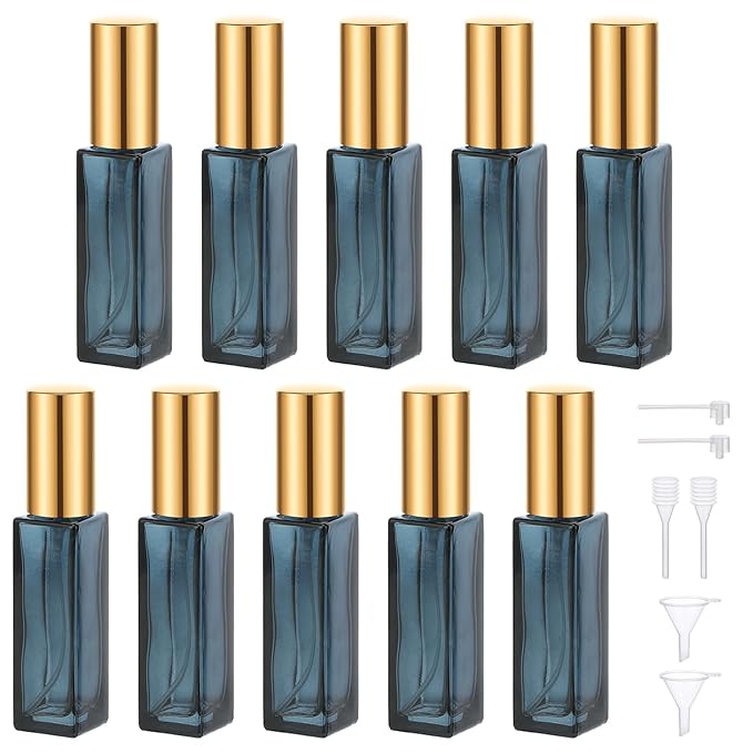 Segbeauty Atomizer Sprayer for Perfume, 10 Packs Glass Perfume Bottles Empty, 10ML Travel Refillable Perfume Bottle Portable Sprayer Atomizer Travel Accessory Toiletries Cosmetic Dispenser Bottle-Velvo Beauty