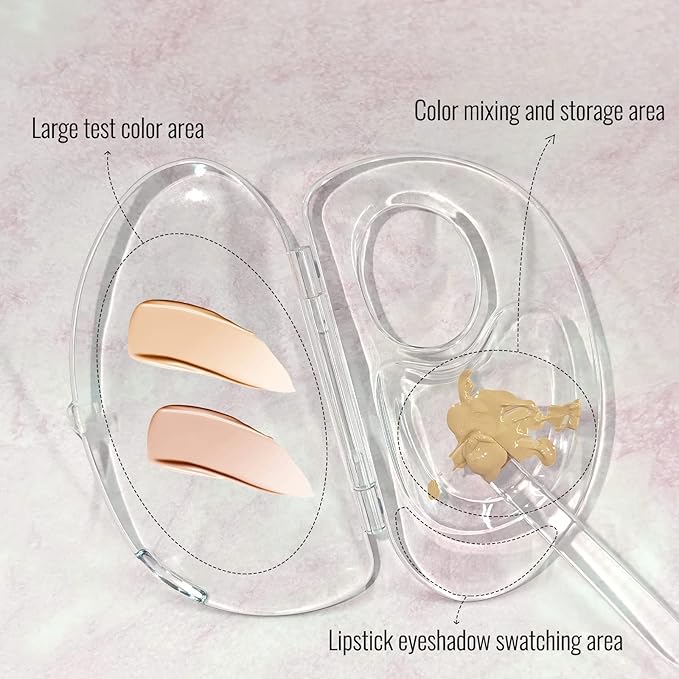 Erinde Handheld Makeup Mixing Palette, Acrylic Transparent Mixing Foundation Tray for Makeup Artist and Beginner, Lipstick Eyeshadow Foundation Color Test Art nail Palette With Foundation Spatula-Velvo Beauty
