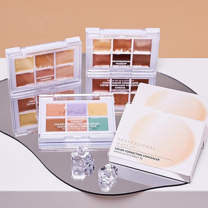 Color Correcting Concealer Palette 6 Colors Lightweight Smooth Correcting Contour Cream Makeup Palette (Color 02)-Velvo Beauty
