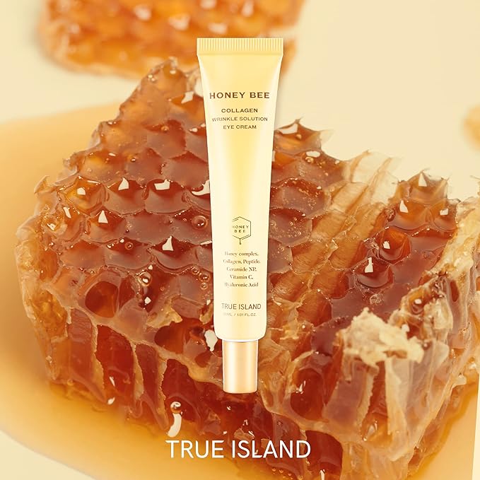 Honey Bee Collagen Fine Line Firming Eye Cream for Puffiness and Bags Under Eyes w/Vitamin C, 4 Peptides & Niacinamide | Bright and Tight Under Eye Cream for Dark Circles 1.01 fl oz-Velvo Beauty