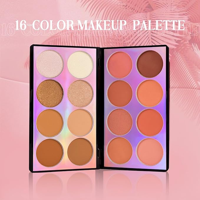 Coosa Blush Palette, Highlighter Contour Makeup Palette, Blush for Cheeks, All-In-One Bronzer Bright Shimmer Cosmetics Sets for Eyes, Lips & Cheeks-Velvo Beauty