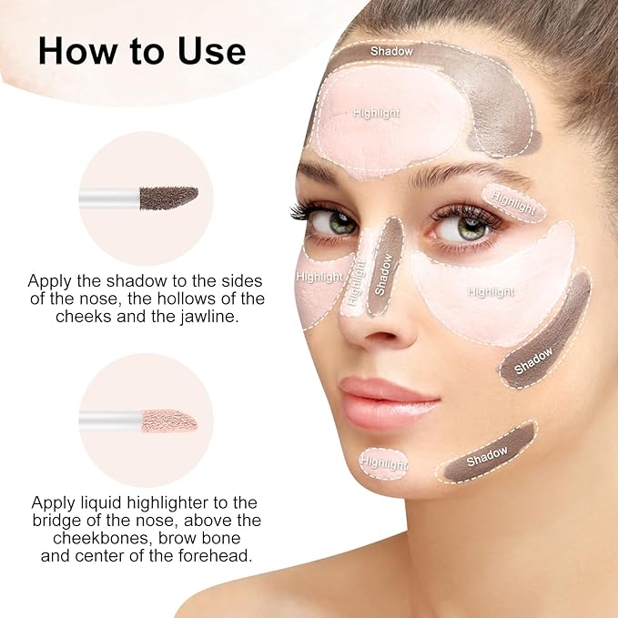 2 in 1 Bronzer and Highlighter Stick,Non-greasy & Non-drying Contour Pencil,Easy to Create a Natural Shimmery Finishing,Long Lasting & Waterproof Face Brighten Make up Pen-Velvo Beauty