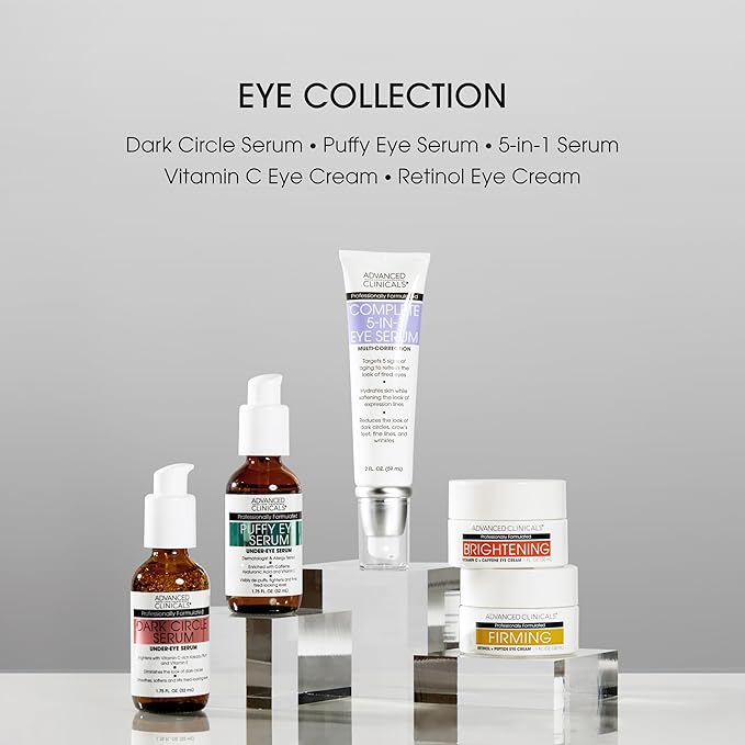 Advanced Clinicals Puffy Eye Under Eye Serum | Visible Anti Aging Brightening Vitamin C + Caffeine Serum Helps Improve Look Of Puffiness, Fine Lines, Dark Circles, & Uneven Skin Tone, 2-Pack-Velvo Beauty