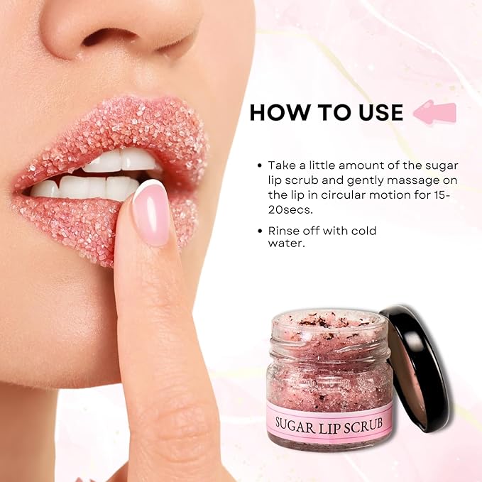 Sugar & Dried Rose Petals Lip Scrub with Vitamin E & Rose Essential Oil - 0.88 Oz/25 gm - Exfoliates-Velvo Beauty
