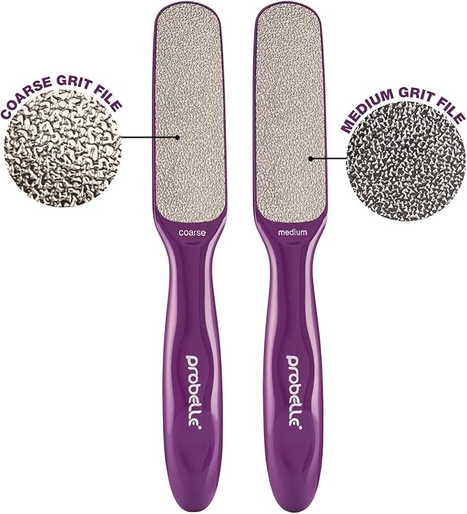 Probelle Double Sided Multidirectional Nickel Foot File Callus Remover - Immediately Reduces calluses and Corns to Powder for Instant Results, Safe Tool (Purple)-Velvo Beauty