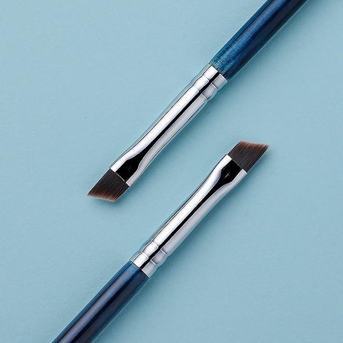 Eyeliner Brush Fine Angled - PRO Precision Gel Eye Liner Makeup Brush -Ultra Thin Slanted Flat Angle - Premium Cruelty Free Synthetic Bristles (E835 Blue)-Velvo Beauty