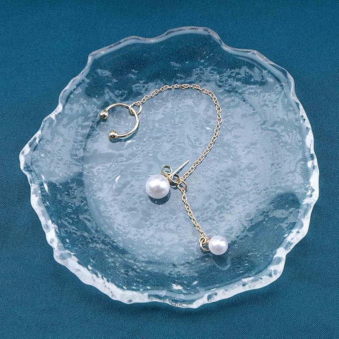 Vintage Pearl Cuff Chain Earrings Gold Chain Ear Cuffs Dangle Chain Cartilage Earrings Pearl Studs Earrings Cartilage Helix Earrings Helix to Lobe chain earrings Jewelry for Women and Girls (Gold B)-Velvo Beauty