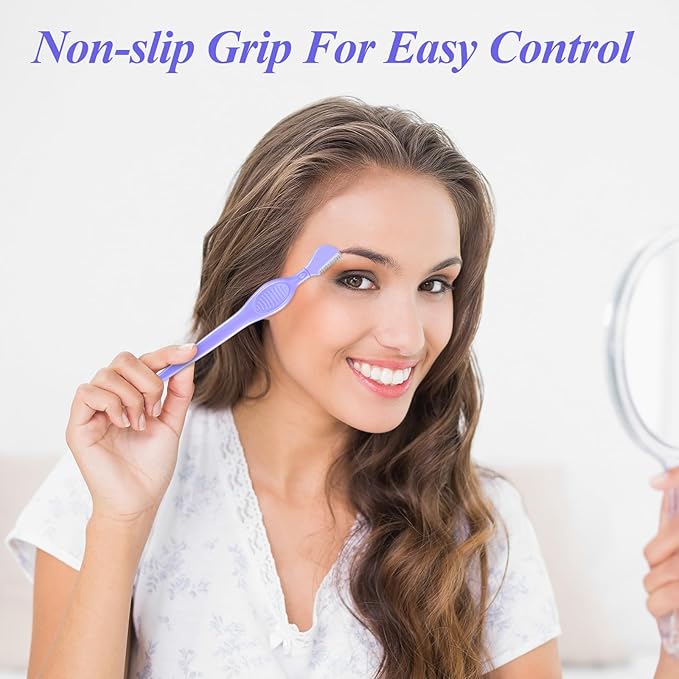 Mudder 21 Pcs Eyebrow Razor Eyebrow Shaver Facial Razor Multipurpose Face Trimmers with Precision Cover for Women Makeup Care Tools(Purple)-Velvo Beauty