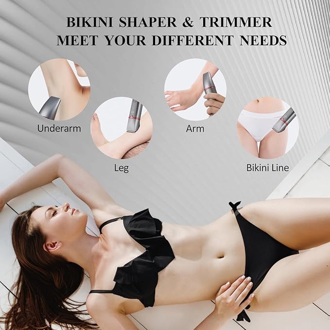 Electric Razors for Women, 3-in-1 Electric Lady Clipper Pubic Hair Trimmer-Painless Hair Removal Groomer Kit Rechargable Bikini Trimmer for Women with 3 Trimmer Heads, IPX7 Waterproof-Velvo Beauty