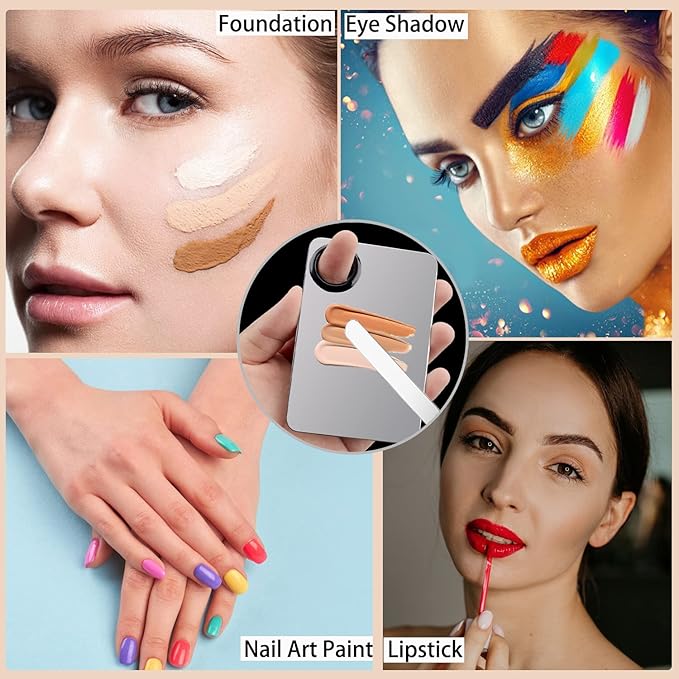 Picasso Makeup Spatula,Foundation Spatula,Foundation Palette,Make Up Spatula Tool,Mixing Nail Art Palette Beauty Skincare Cosmetic Spatula Makeup Tools,(Spatula+Palette+2 Pcs Powder Puff)-Velvo Beauty