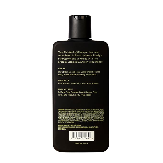 Hawthorne Men's Thickening Shampoo for Thinning Hair. Fight Hair Loss with Rice Protein & Vitamin E. Strengthens Hair Follicles to Reduce Breakage. Mint and Eucalyptus Scent. 8 fl. oz. 2-Pack.-Velvo Beauty