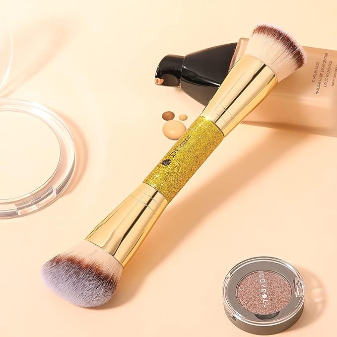 DUcare Foundation Brush Contour Bronzer Makeup Brush Double Ended Self Tanner Brush Sculpting Brush for Blending Liquid Powder Concealer Cream Cosmetics Blush Buffe-Velvo Beauty