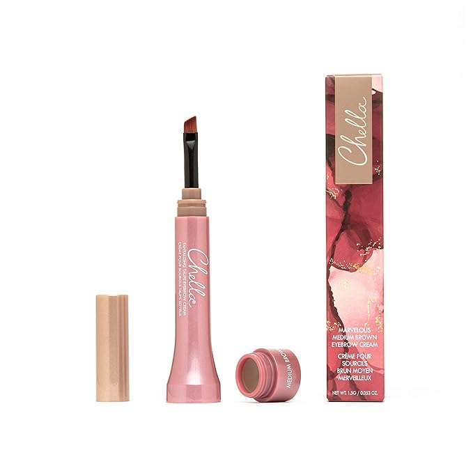 Chella Eyebrow Cream, Marvelous Medium Brown - Vegan, Cruelty Free, Paraben Free, Gluten Free Eyebrow Pomade Makeup - Long Wearing, Velvet Consistency, Water Resistant-Velvo Beauty
