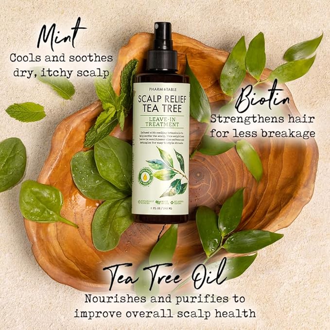 Leave In Conditioner Spray - Tee Trea Scalp Treatment - Anti-Dandruff and Dry & Itchy Scalp treatment, Hydrating & Medicated Formula for Psoriasis and Scalp Care - Detangles & Nourishes Hair.-Velvo Beauty