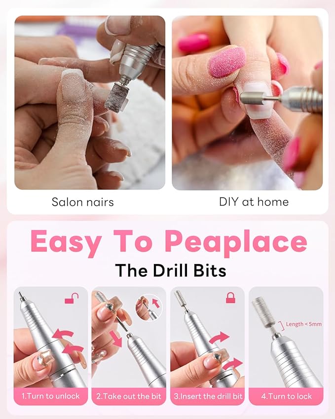 CozyZen Cordless Nail Drill Professional: 45000 RPM Rechargeable Electric Nail File Kit, Portable & Low Noise for Acrylic, Gel Nails, Manicure & Pedicure - Salon & Home Use-Velvo Beauty