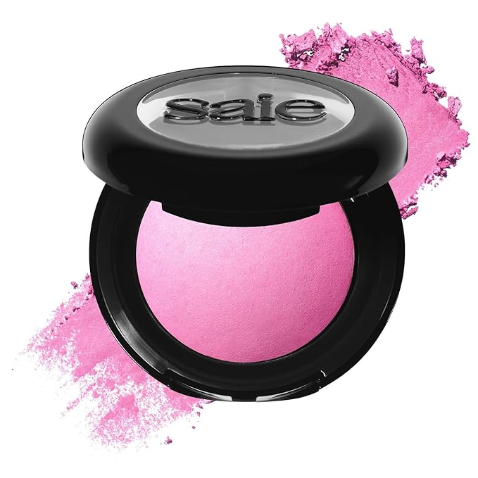 Saie SuperSuede Baked Blush - Talc-Free Powder Blush for All Day Wear - Enriched with Plant-Derived Squalane + Glycerin to Help Moisturize Dry Skin - Bella (0.1 Ounce)-Velvo Beauty
