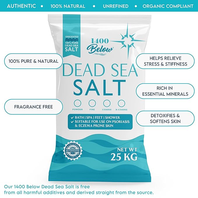 LA Salt Co.'s 100% Pure and Natural Dead Sea Salt Bulk 55 lb bag, Fine Grain-Velvo Beauty