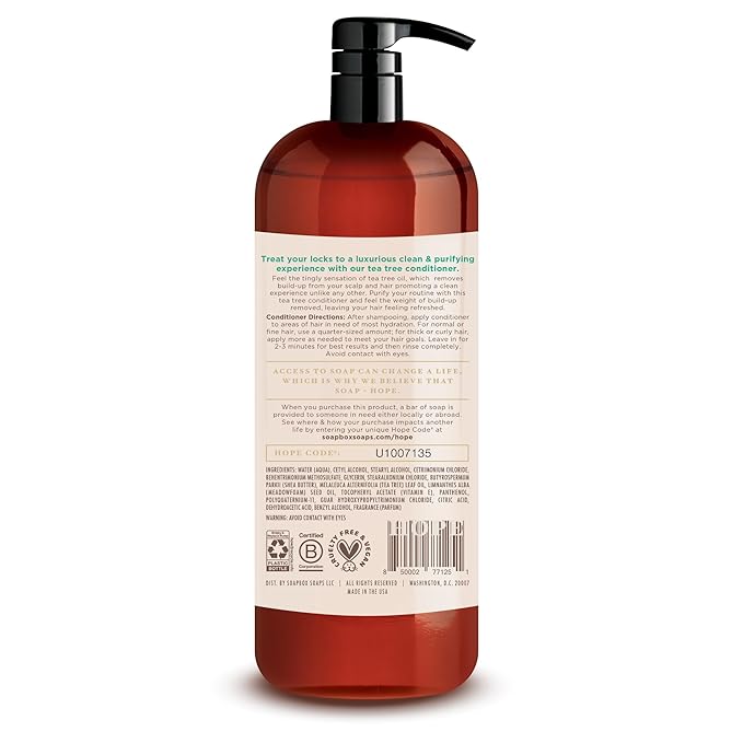 Soapbox Tea Tree Shampoo and Conditioner Set, Scalp Balancing with Tea Tree Oil, Jojoba Oil, Aloe and Shea Butter to Clean and Purify for All Hair Types, 1 Liter Each (Pack of 2)-Velvo Beauty