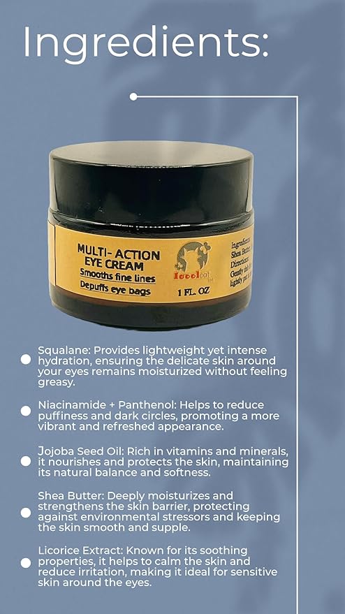 Anti-Aging Eye Cream with Squalane, Nicotinamide, and Panthenol (B5) for Dark Circles, Puffiness, and Fine Lines - 1oz-Velvo Beauty