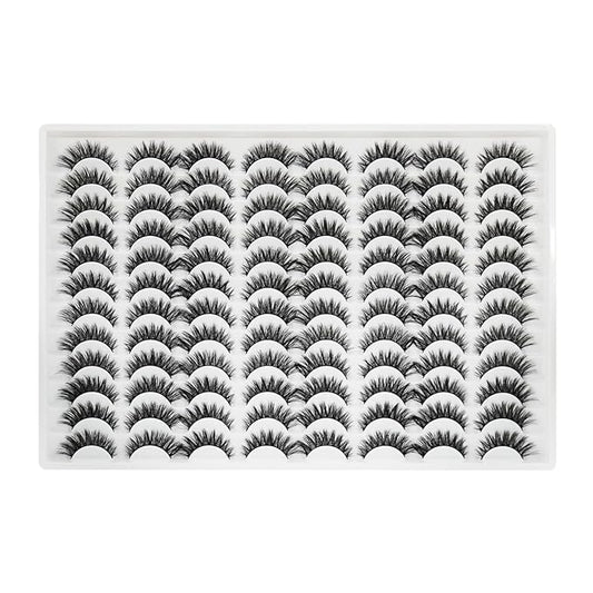 False Eyelashes 48 Pairs Faux Mink Lashes 14mm Wispy Lashes 3D Fluffy Cat Eye Lashes Pack Bulk Wholesale Strip Lashes(style 48-042)-Velvo Beauty