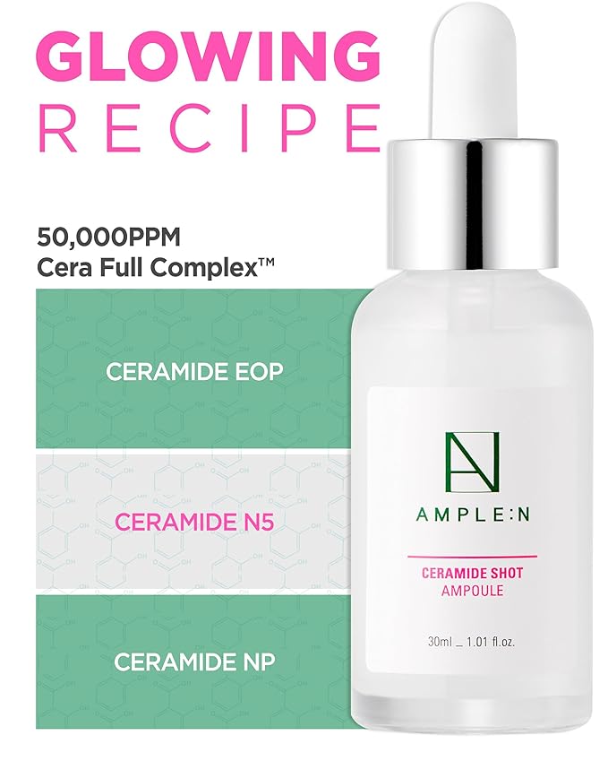 AMPLE:N Ceramide Shot Ampoule – Anti Aging and Hydrating Serum with Ceramide for Deep Moisturization – For Dry & Rough Skin to Reduces Wrinkles & Repairs Skin, 1.01 fl.oz.-Velvo Beauty