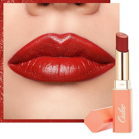 Oulac Red Lipsticks for Women, Deep Red Matte Lipstick, Full Coverage Lip Color, Satin Matte Finish, Cream Texture, Hydrating, Infused with Hyaluronic Acid, Vegan & Clean Beauty 4g SG07 Body Heat-Velvo Beauty