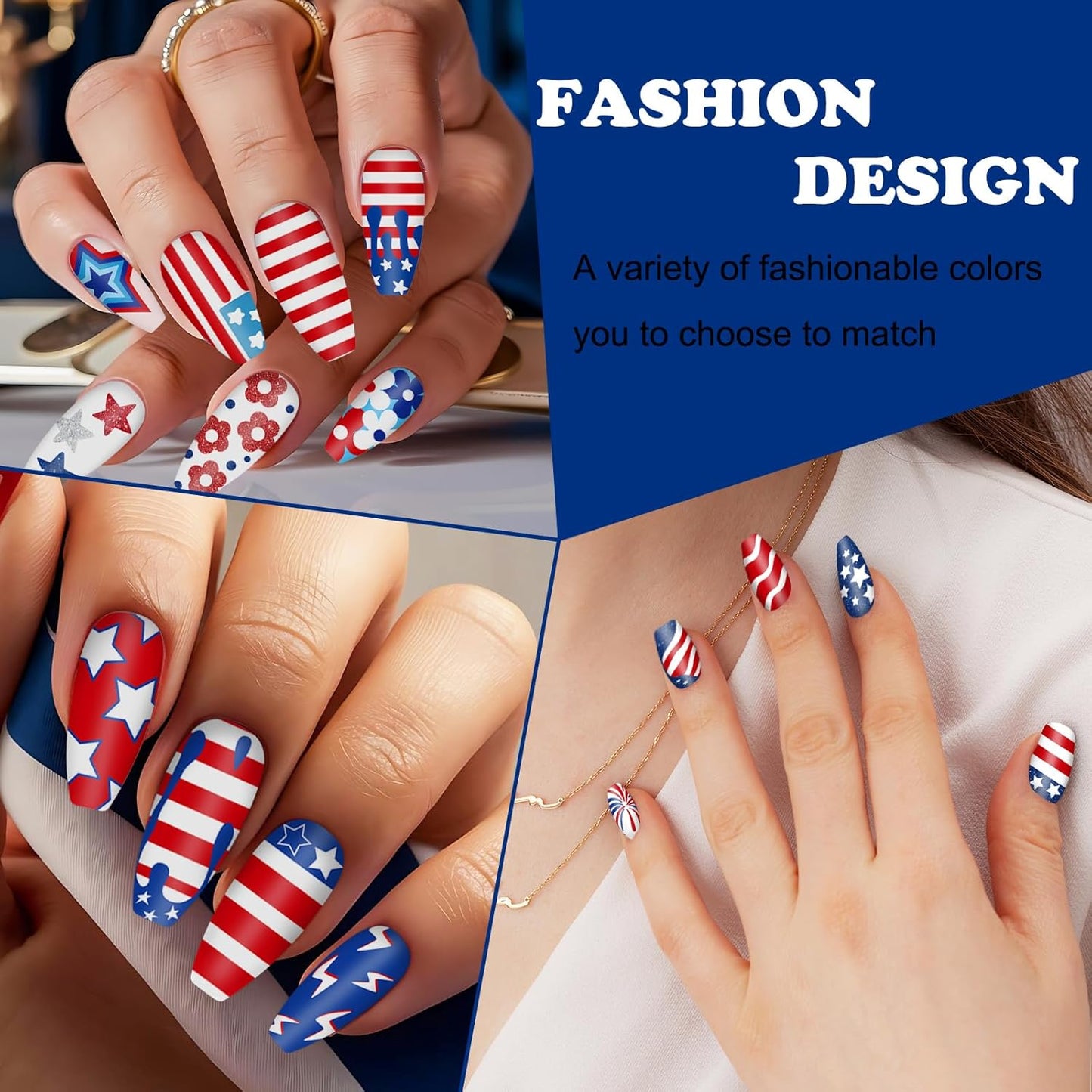 Whaline 6Pcs Patriotic Nail Plates Stamping Set USA Flag Star Stamp Templates 4th of July Nail Art Plates for Independence Day DIY Print Manicure Salon Design-Velvo Beauty