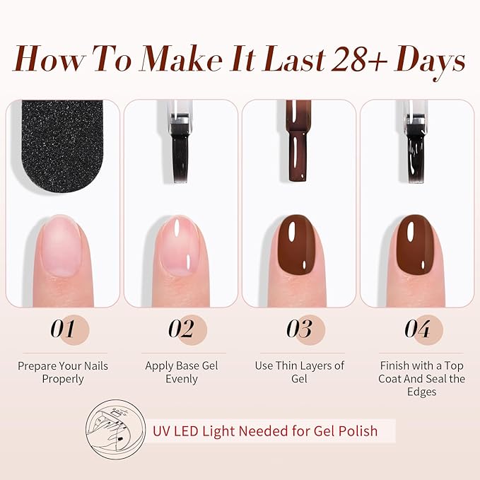 Born Pretty Jelly Gel Nail Polish Set Fall Winter Brown Blood Red Burgundy Black Gel Polish Sheer Milky Nude Transparent Halloween Gel Polish Set Nail Art Varnish Manicure Collection Gift 7ML 6PCS-Velvo Beauty