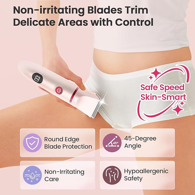 Bikini Trimmer Electric Razors for Women - 3 in 1 Electric Shaver for Women, Waterproof Pubic Hair Trimmers and Facial Hair Remover, Rechargeable Women's Grooming Kit-Velvo Beauty