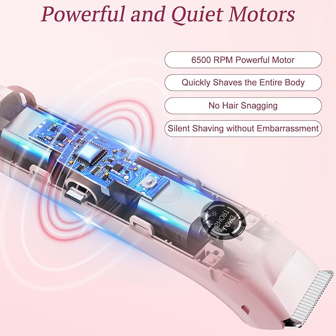 Bikini Trimmer for Women, 4 in 1 Wet/Dry Electric Razors for Women - Dual Head, Painless Rechargeable Portable Womens Razors for Shaving Set for Face, Nose, Eyebrows, Armpits, Bikini Area (Pink)-Velvo Beauty