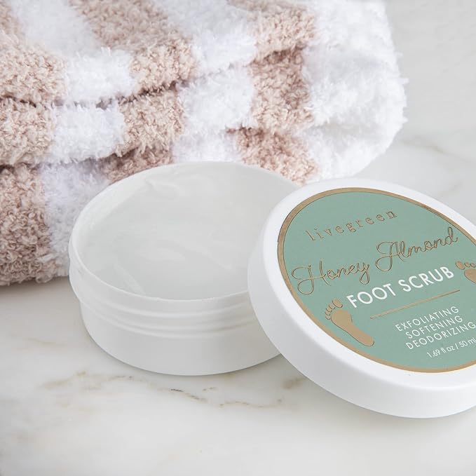 Live Green Bath and Body Set- Foot Spa Set with Fuzzy Socks, Lotion, and Scrub (Honey Almond)-Velvo Beauty