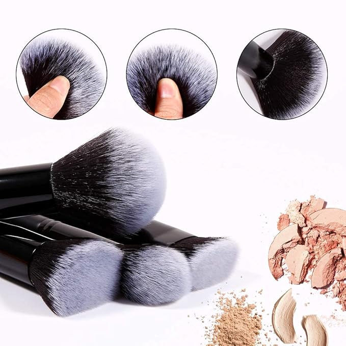 DUcare Makeup Brushes 15Pcs Premium Synthetic Kabuki Makeup Brush Set, Professional Foundation Concealers Powder Blush Blending Face Eye Shadows Black Brush Sets-Velvo Beauty