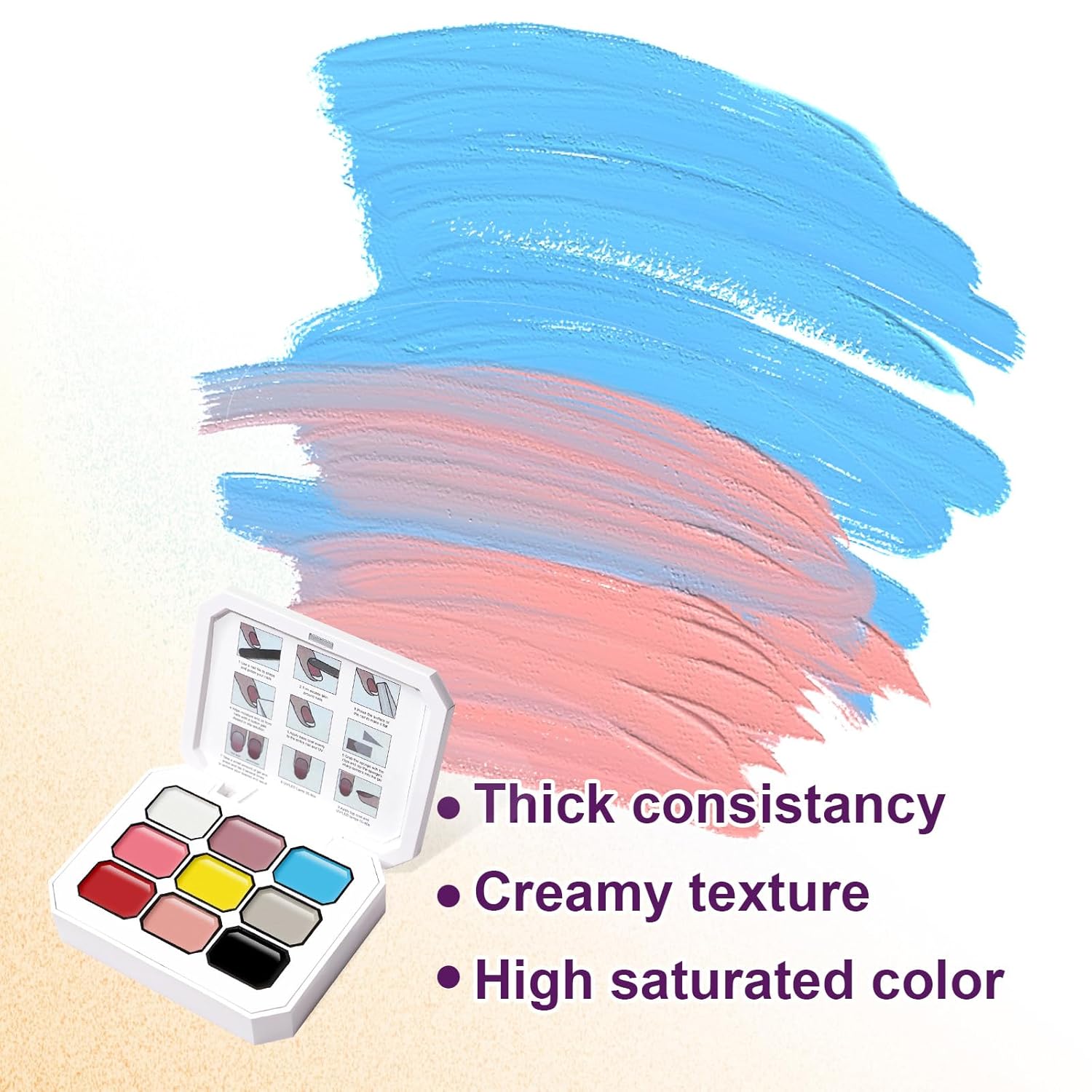 Gradient Painting Gel, 9 Colors Ombre Gel 3D Sculpture Effect Black&White Nude Pink Sponging for Pigment Pat Aura Nails French Manicure Soak Off UV Artistic Inspiration-Velvo Beauty