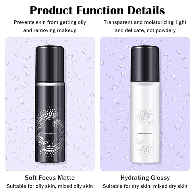2PCS Makeup Setting Spray for Face,Waterproof Setting Spray for Makeup,Long Lasting Oil Control Finishing Holding Face Mist,Refreshing Hydrating Glossy and Matte Fixing Facial Mist Make Up Set A3-Velvo Beauty