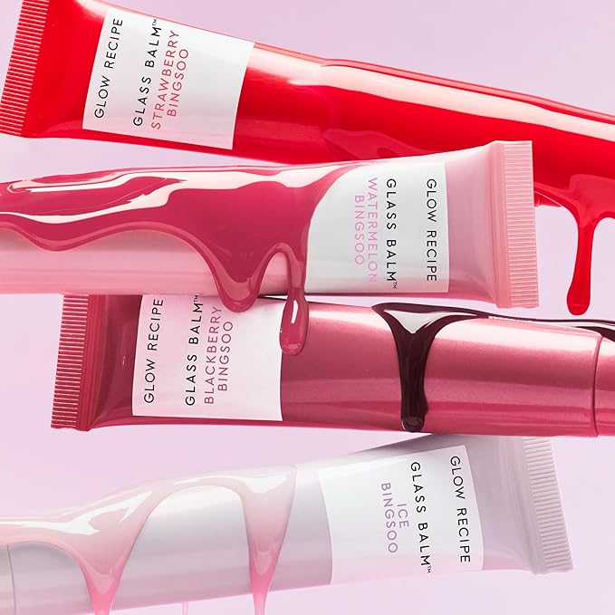 Glow Recipe Glass Balm Lip Treatment - 12Hr Hydrating Lip Balm & Moisturizer with Hyaluronic Acid to Smooth, Plump & Protect from Dryness - Sheer Berry High Shine Tint, Blackberry Bingsoo (15 ml)-Velvo Beauty
