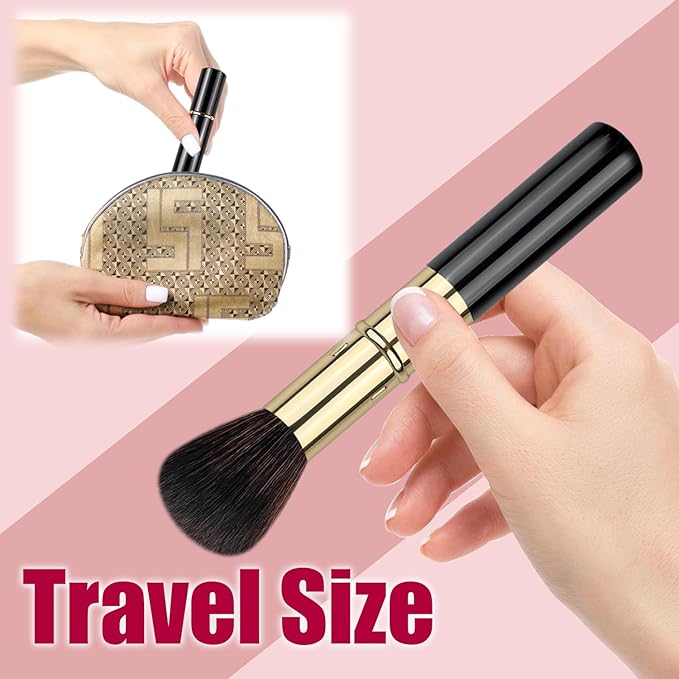 Retractable Makeup Brush, Travel Kabuki Powder Brush, Retractable Blush Brush, for Blush, Bronzer, Buffing, Highlighter Flawless Powder Cosmetics, Travel Friendly-Velvo Beauty