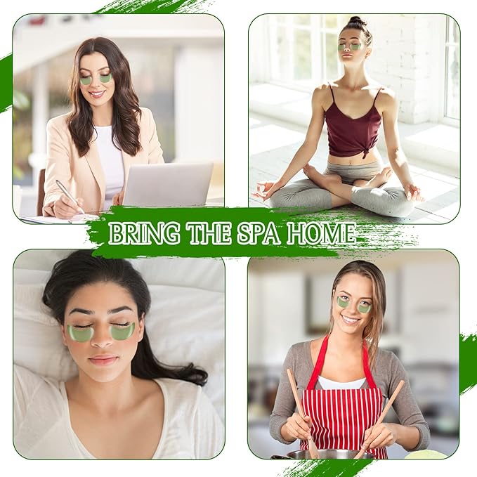 Under Eye Patches for Dark Circles and Puffiness, 60 Pcs Green Tea Collagen Eye Mask, Hydrating Eye Patches for Puffy Eyes Wrinkle Treatment, Eye Gel Pads Self Eye Skin Care Gifts for Women-Velvo Beauty