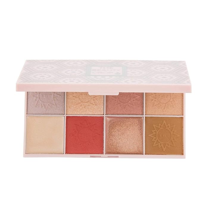 The Beauty Crop - Travel Tea Face Palette - Mediterranean Spring | Highly Pigmented Shades | Richly Toned Palette | Comes in Matte, Creamy, Metallic & Glitter Finish | Long Wearing | Cruelty Free-Velvo Beauty