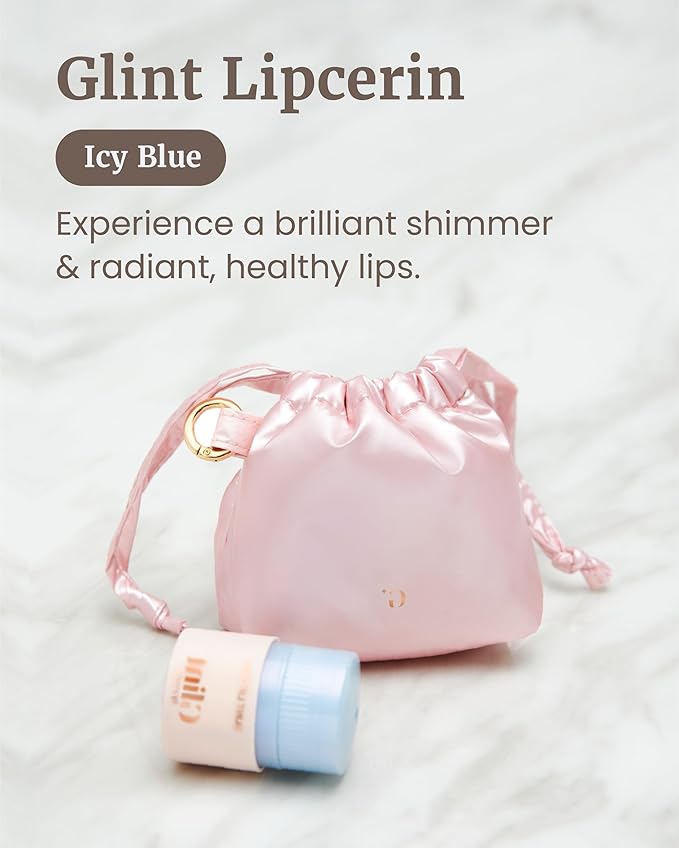 Glint Lipcerin (Icy Blue, 0.5fl oz) - Long Lasting Hydrating lip gloss with Shea Butter for a Natural Looking, Korean Skin care Ideal for Chapped, Dry, Cracked, or Damaged Lips-Velvo Beauty