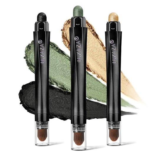3PCS Cream Eyeshadow Stick,Pro Longwear Eye Shadow Sticks Pencil Crayon Makeup Sets-Golden Forest-Velvo Beauty