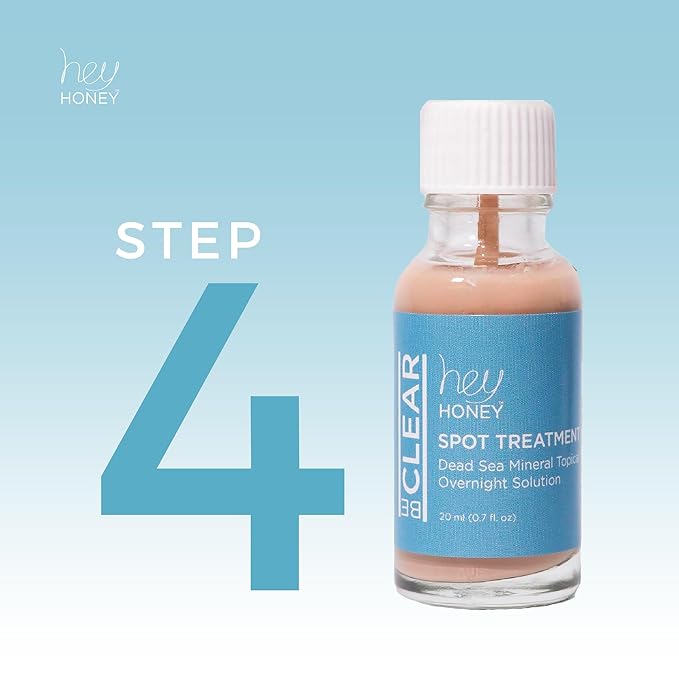 Hey Honey Skincare Be Clear - Acne Spot Treatment Overnight, Pimple Drying Lotion, Use Over Zits Whitehead & Blemishes 1 OZ-Velvo Beauty