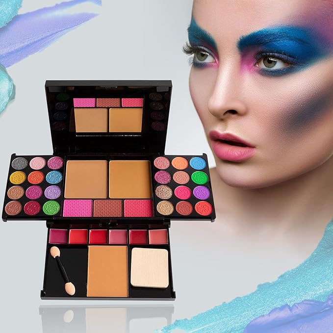 All in One Makeup Kit - 36 Eyeshadow Palette, 28 Lip Gloss, 4 Concealer, 3 Blusher, 1 Highlight & Contour, Bronzer, Glitter Cream, 1 Brush - Face Eye Make Up Set Gift for Beginners And Pros-Velvo Beauty