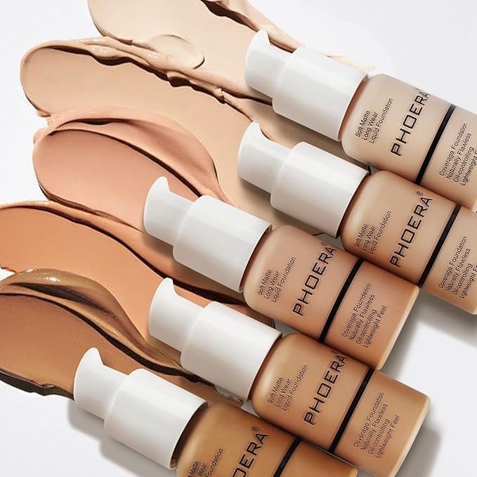 PHOERA Foundation Makeup Naturally Liquid Foundation Full Coverage Mattle Oil-Control Concealer 8 Colors Optional,Great Choice For Gift (#102 Nude,30ml)-Velvo Beauty