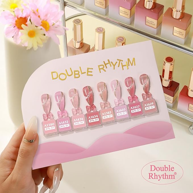 Double Rhythm 28Pcs 0.5Oz Gel Nail Polish Set Same Color Same Bottle Soak Off Gel Polish Kit Nail Art Manicure Salon DIY at Home for Women (Jelly Sheer Clear Collection-T24-8)-Velvo Beauty