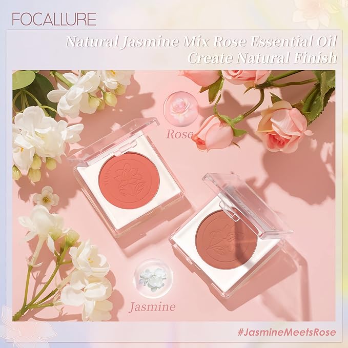 FOCALLURE Powder Palette Blush, Matte Mineral Blush Powder, Bright Shimmer Face Blush Makeup, Contour and Highlight Blush Palette, Highly Pigmented, Long Lasting, Waterproof, Blendable, #101-Velvo Beauty