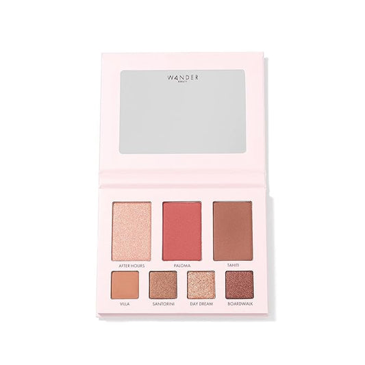 Wander Beauty Getaway Eye & Face Palette - Island Hop (Medium/Dark) - Full Face Makeup Palette Enriched With Vitamin E - For Day & Night Looks - 4 Shadows, Highlighter, Blush, and Bronzer - 0.34 fl oz-Velvo Beauty