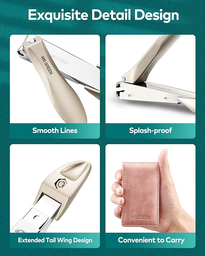 MR.GREEN Nail Clipper 3Pcs Set, Stainless Steel Manicure Pedicure Set with Nail Clippers, Glass Nail File & Tweezers, Medical Grade Grooming Kit with Travel Case Gift Box for Man & Woman (Pink)-Velvo Beauty