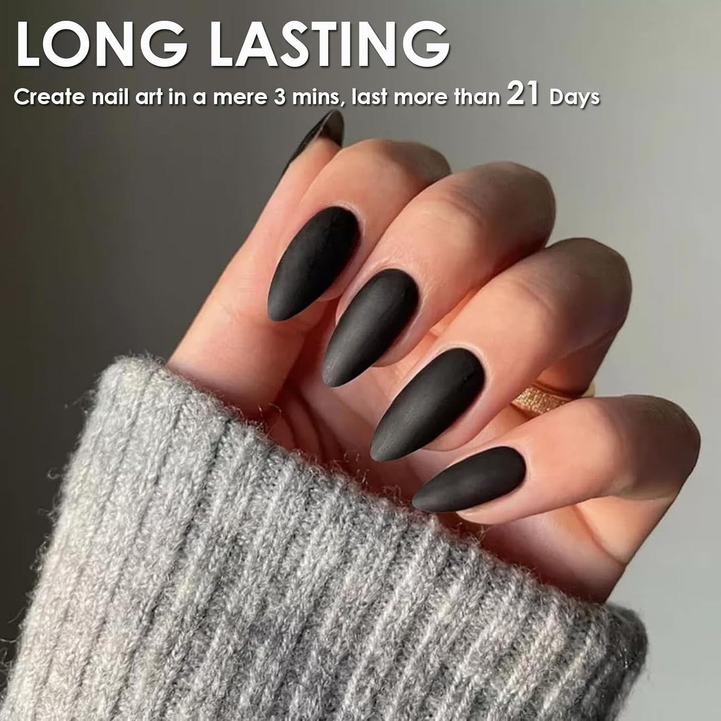 Matte Black Nail Polish - Matte Finish Black Fingernail Polish - Fast Drying Nail Varnish Mist Effect - Silky Velvet Nail Lacquer For Women Girls Manicure DIY at Home - No Need Bake-Velvo Beauty