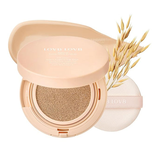 Natural Cover Glow Cushion Foundation | Korean Foundation Makeup | Long-Lasting Buildable Coverage | Lightweight and Moisturizing | Flawless Finish 0.42oz (21N Light Beige)-Velvo Beauty